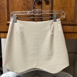 Olivaceous Leather Mini Skirt